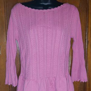 Jeanne Pierre Rosy Pink Long Sleeve Sweater Sz Medium Bell Sleeves